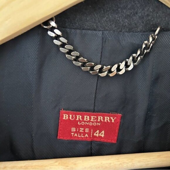 VINTAGE Burberry Gray Wool collared button down jacket - Picture 8 of 10